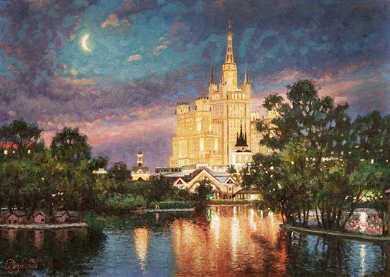 Луна над Московским зоопарком - картина И.В.Разживина