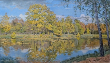 Осенний пруд - картина А.Б.Ефремова