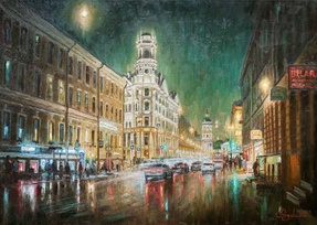 Люблю огни ночного Петербурга - картина И.В.Разживина
