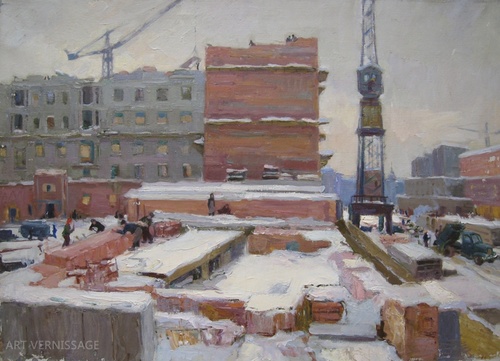 Город строится - картина А.П.Фирсова