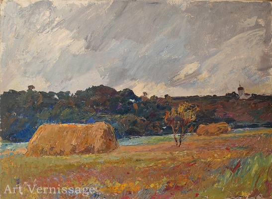 Стога осенью - картина Ю.П.Лежникова