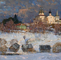 Весна в Ферапонтово - картина А.В.Шевелева, сельский пейзаж