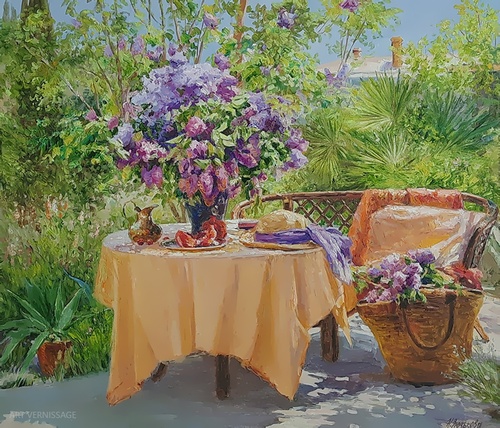 Сирень в весеннем саду - картина Н.Н.Зюзьковой