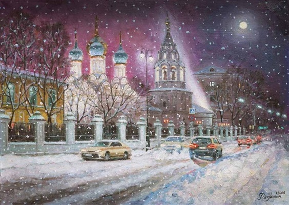 Белый снег летает - картина И.В.Разживина