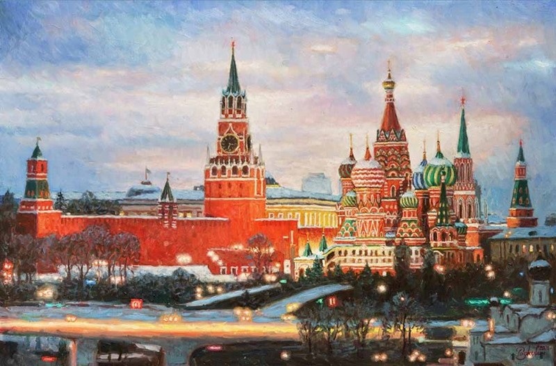 Кремль в красном цвете кумача - картина И.В.Разживина